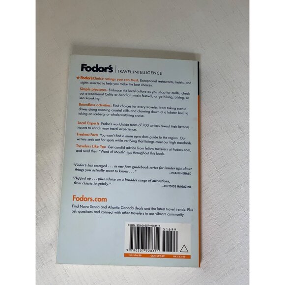 Fodors Nova Scotia & Atlantic Canada Travel Guide Book Vacation Tour Planning - Picture 3 of 5